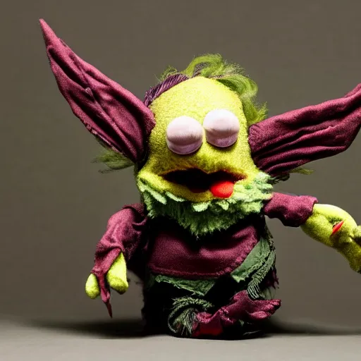 Prompt: toy cthulhu in the style of Jim Henson's muppets, photo, high definition, grim, dark