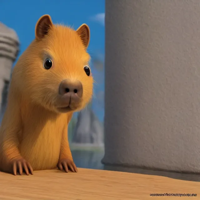 Prompt: 3 d original capybara character in the style of a disney movie