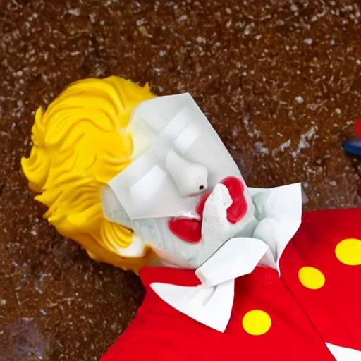 Image similar to ronald mcdonald puking vomiting