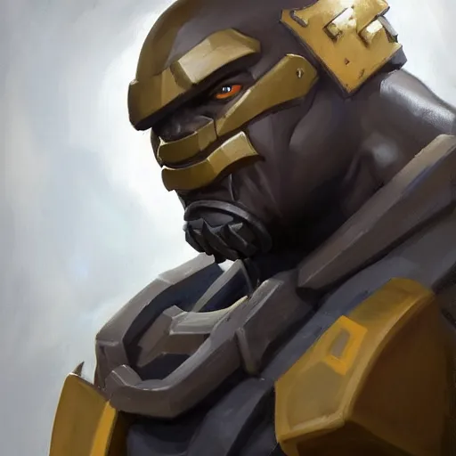 Image similar to greg manchess portrait painting of fully armored the foundation aka dwayne the rock from fortnite as overwatch character, medium shot, asymmetrical, profile picture, organic painting, sunny day, matte painting, bold shapes, hard edges, street art, trending on artstation, by huang guangjian, gil elvgren, ruan jia, greg rutkowski, gaston bussiere