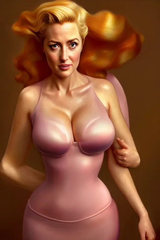 Image similar to polished sweaty princess peach : : gillian anderson kate upton : : christina hendricks body : : weta disney pixar movie still photo : : hi - fructose, sci fi, fantasy, decadent highly - detailed digital painting, golden ratio, octane render, artstation, smooth, sharp focus, artgerm, mucha, loish, wlop : :