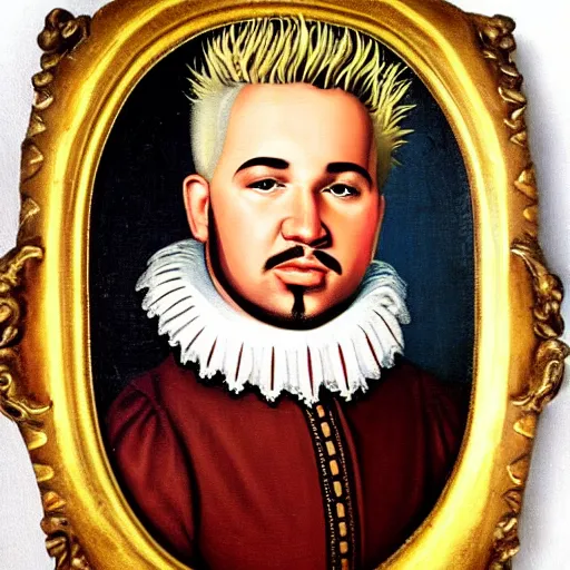 Prompt: a 1 6 0 0 s portrait painting of guy fieri pc gaming