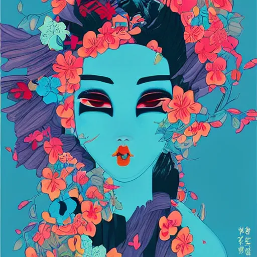 Prompt: japanese digital illustration poster, vivienne shao, colourful, pinterest,