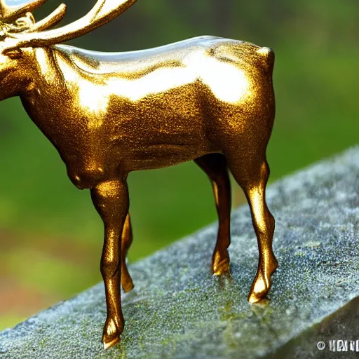 Prompt: an intricate golden model of a swedish moose