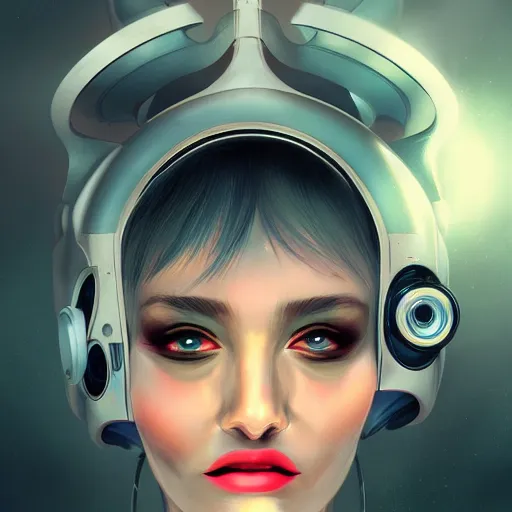 Prompt: face portrait of a robotic woman, sci fi, futuristic, cyber punkinspired by lois van baarle, cinematic, 8 k