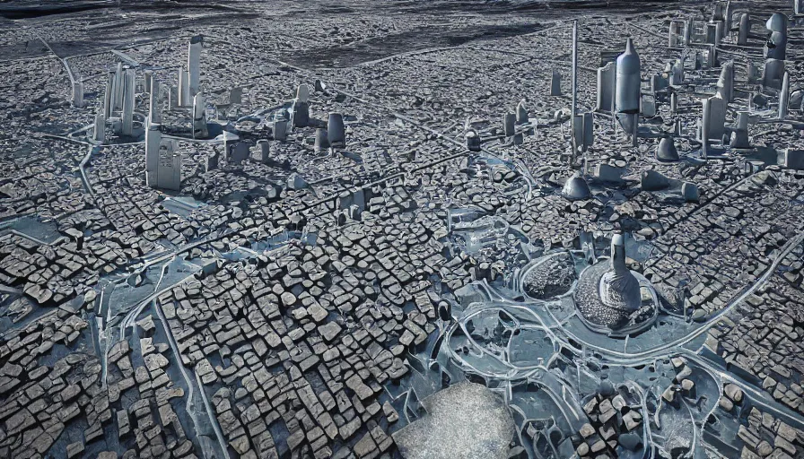 Image similar to moonwalker photo, city art of city street on the moon, a detailed image of a future norilsk base, sci fi, street moon landscape, 8 k