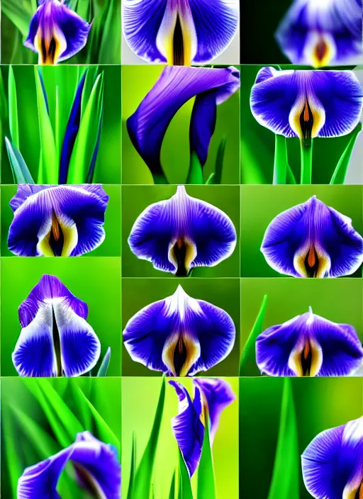 Image similar to montage of thin ringshaped irises, detailed colored textures, eyelashes, advanced art, art styles mix, from wikipedia, wet relections in eyes, sunshine, hd macro photograph, from side, grid o various eye shapes