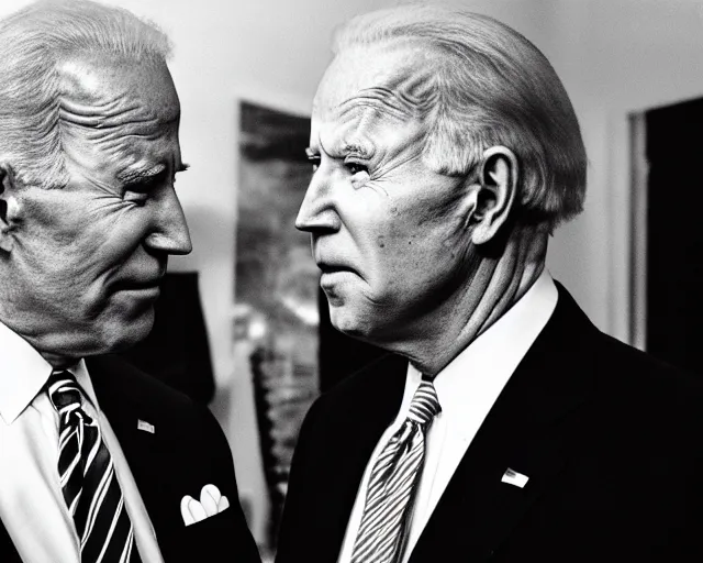 Image similar to president joe biden face to face with president joe biden, nikon 3 5 mm, photograph