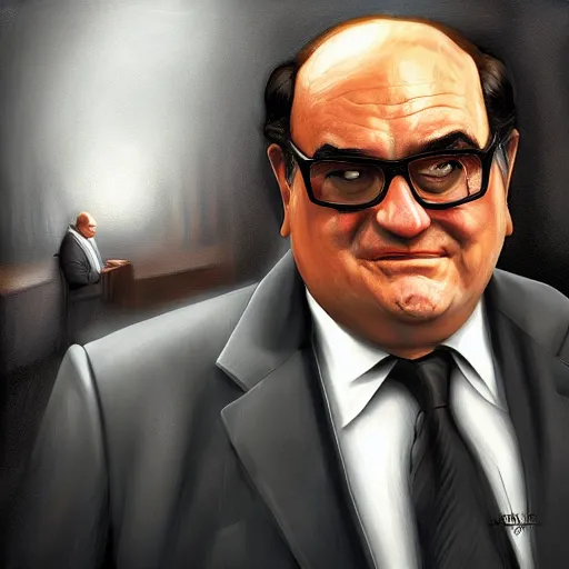 Image similar to danny de vito, alex ross, digital painting, hyperdetailed, volumetric lighting, sharp focus,