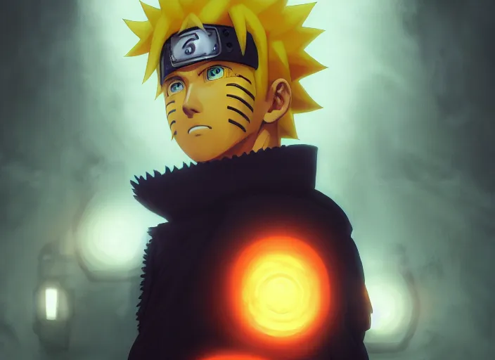 Image similar to highly detailed portrait of naruto uzumaki in jail prison going super saiyan, unreal engine, fantasy art by greg rutkowski, loish, rhads, ferdinand knab, makoto shinkai and lois van baarle, ilya kuvshinov, rossdraws, tom bagshaw, global illumination, radiant light, detailed and intricate environment