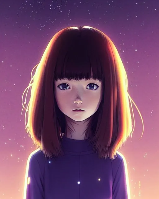 Image similar to portrait Anime as mackenzie foy interstellar, girl cute-fine-face, brown-black-hair hazel eyes pretty face, realistic shaded Perfect face, fine details. Anime. Interstellar,realistic shaded lighting by Ilya Kuvshinov katsuhiro otomo ghost-in-the-shell, magali villeneuve, artgerm, rutkowski, WLOP Jeremy Lipkin and Giuseppe Dangelico Pino and Michael Garmash and Rob Rey