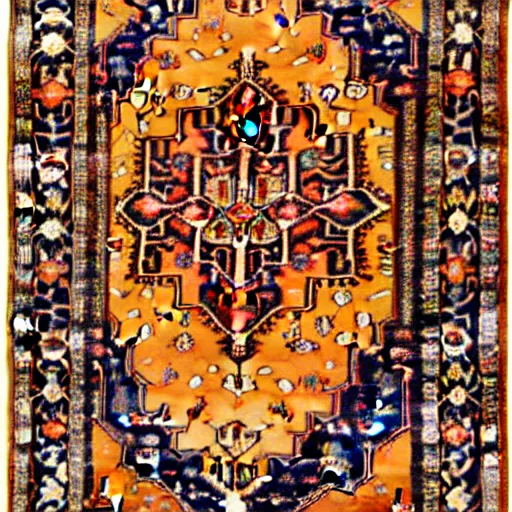 Prompt: persian rug with mango fruits ornament