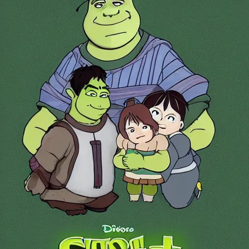 Image similar to cute Shrek by studio ghibli