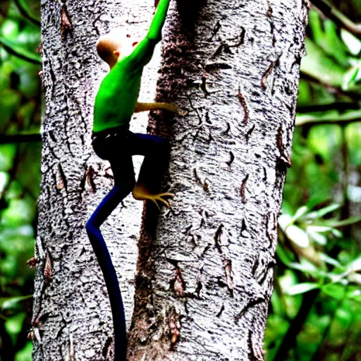 Prompt: tree climbing a lizard