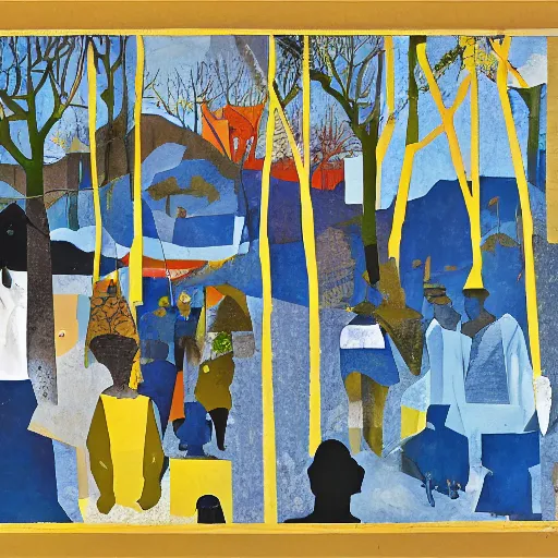 Prompt: winters end by romare bearden