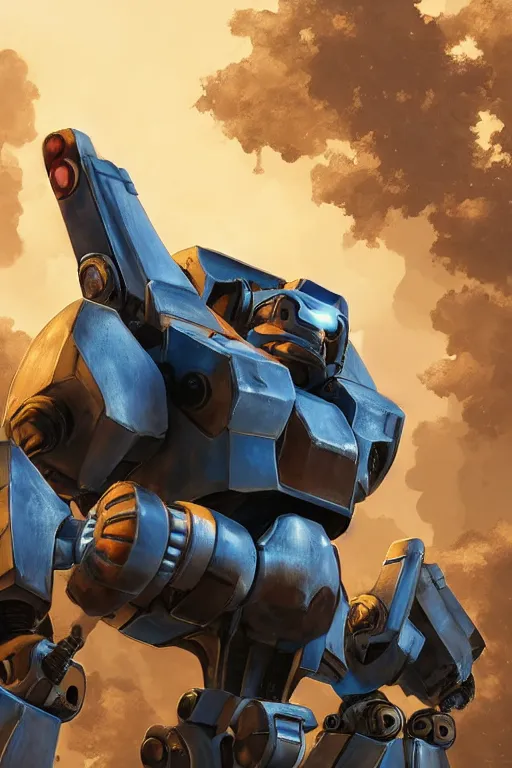 Image similar to mechwarrior 5 : mercenaries mech megaman transformer robot boss tank engine game octane render, 4 k, hd 2 0 2 2 3 d cgi rtx hdr style chrome reflexion glow fanart, global illumination ray tracing hdr fanart arstation by ian pesty by jesper ejsing pixar and disney unreal zbrush central hardmesh