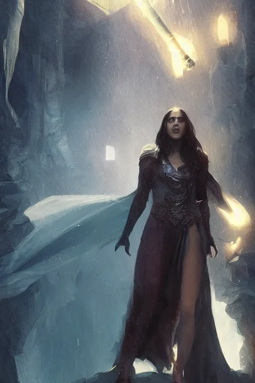 Image similar to portrait, Katie Mcgrath as a sorceress, dramatic lighting, cinematic, establishing shot, high detail, photo realistic, cinematic lighting, post processed, concept art, artstation, matte painting, style by eddie mendoza, raphael lacoste, alex ross