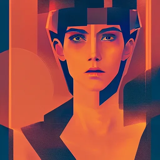 Image similar to portrait handsome androgynous sci - fi girl, blade runner 2 0 4 9, futuristic metropolis, digital art, pop art by hsiao - ron cheng