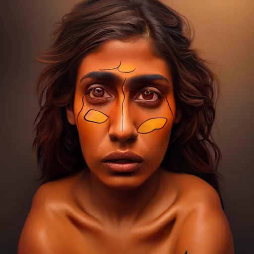 Prompt: a painting of a brown woman terrified of three brown men, hyperrealistic faces, detailed digital art, aesthetic!, trending on artstation,