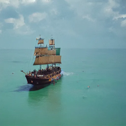 Prompt: photo of actual pirates in 2 0 2 2, kodak portra 4 0 0 color negative film