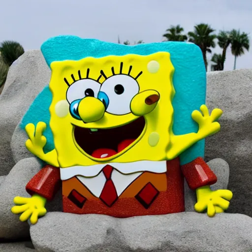 Image similar to spongebob stone sculpture.