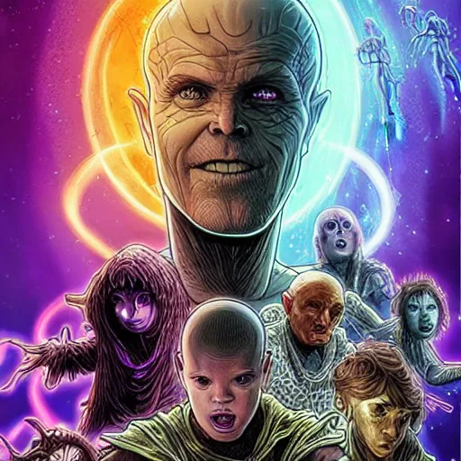 Image similar to vecna vs thanos in stranger things, realistic