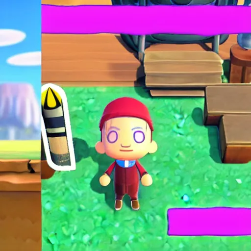 Image similar to magneto as a character in animal crossing