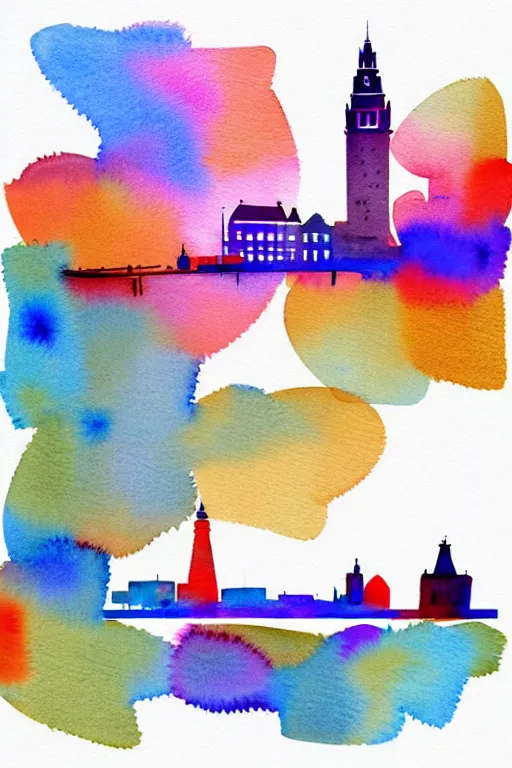 Image similar to minimalist watercolor art of amsterdam, illustration, vector art