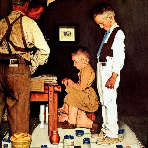 Prompt: Norman Rockwell painting in the style of HR Geiger