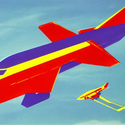 Prompt: supersonic passenger jet, concept art, 1 9 7 0 s style, saturated colors