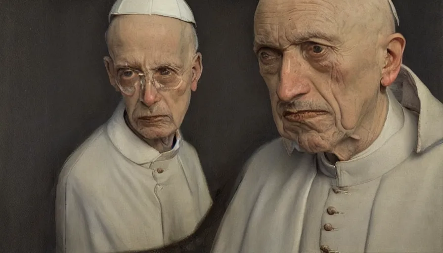 Image similar to painting by borremans, pope innocent x, detailed, stunning