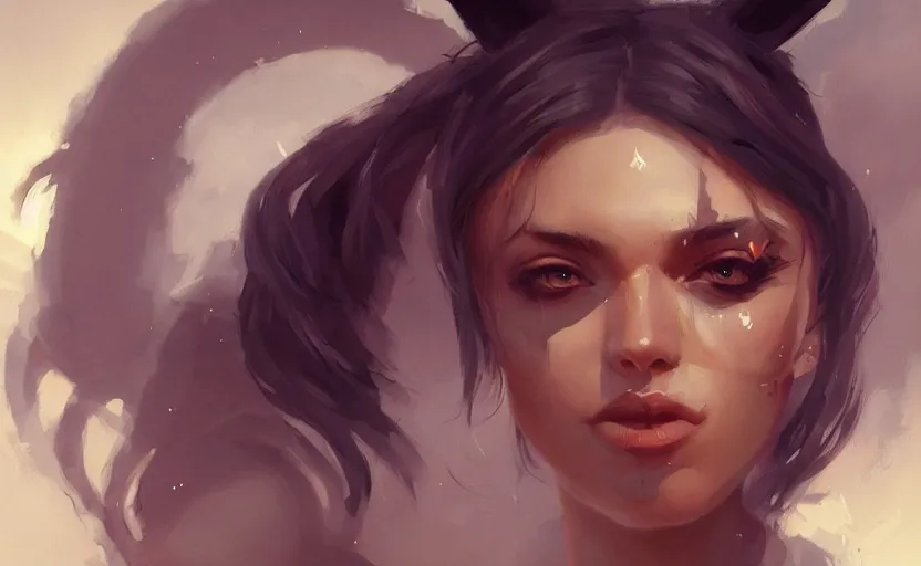 Image similar to a painting of swervy trending on artstation in the style of greg rutkowski, beautiful, sensual, cat, cat ears, portrait
