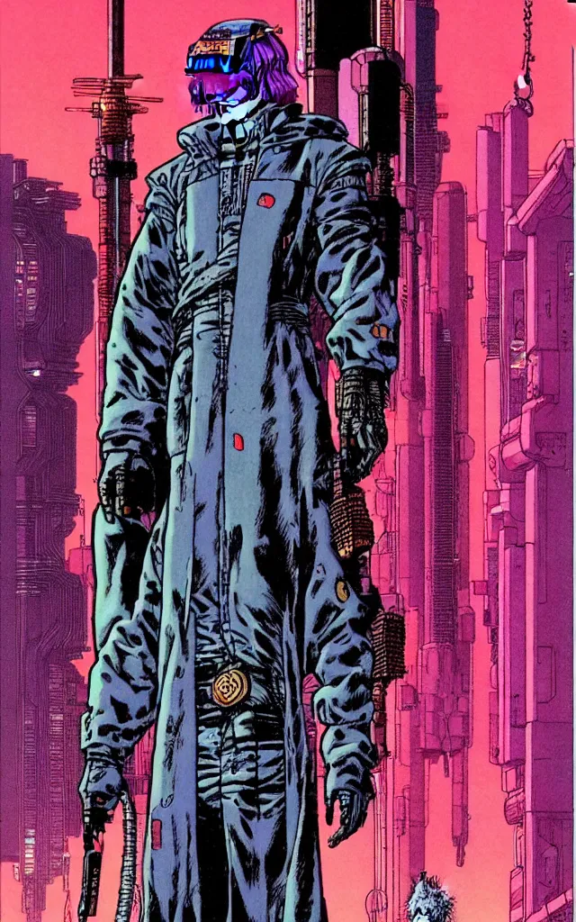 Prompt: cyberpunk wizard by otomo and moebius