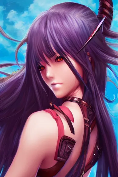 Prompt: a portrait of a fantasy anime warrior character with long hair, artgerm