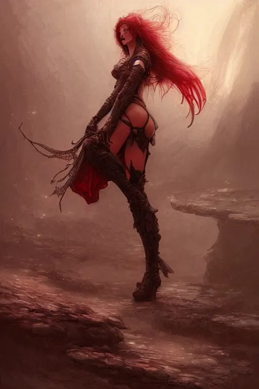 Image similar to red women's boots, by wlop, by luis royo, by peter mohrbacher, concept art, digital illustration, intricate, masterpiece, elegant, super detailed, unreal engine rendering, smooth, sharp focus, artstation hq