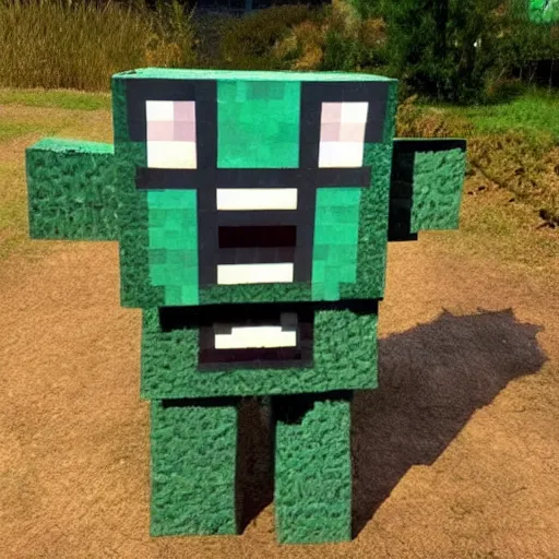 a photo of a minecraft creeper in real life in the, Stable Diffusion