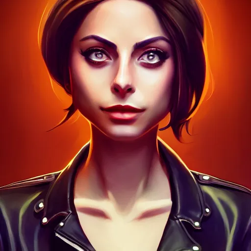 Prompt: a portrait of a beautiful willa holland as a greaser leather jacket, art by lois van baarle and loish and ross tran and rossdraws and sam yang and samdoesarts and artgerm, digital art, highly detailed, intricate, sharp focus, trending on artstation hq, deviantart, unreal engine 5, 4 k uhd image