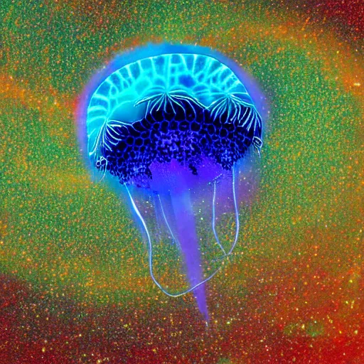 Image similar to Astral jellyfish floating through the universe