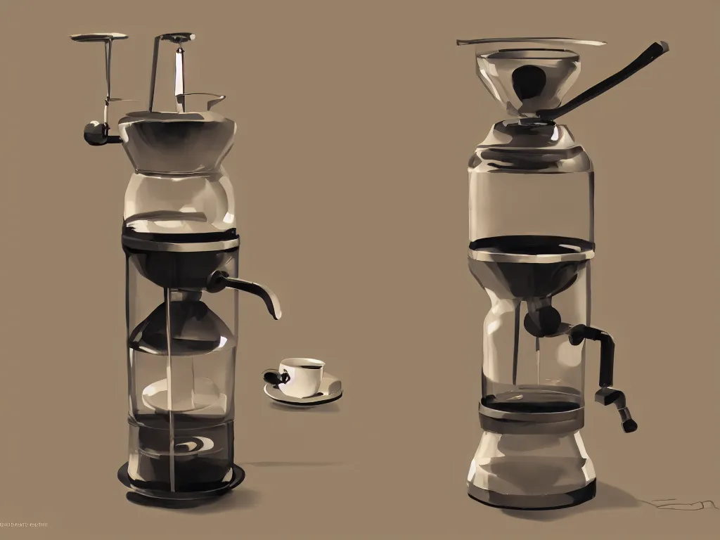 Image similar to singular coffee machine, by pixar, serene illustration, fresh colors, trending on artstation