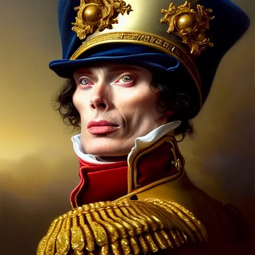 Image similar to cillian murphy dressed as napoleon - bonaparte, baroque painting, intricate, elegant, highly detailed, centered, digital painting, artstation, concept art, smooth, sharp focus, illustration, artgerm, tomasz alen kopera, peter mohrbacher, donato giancola, joseph christian leyendecker, wlop, boris vallejo