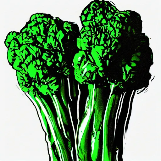 Image similar to a brocolli by andy warhol, digital art, trending on artstation