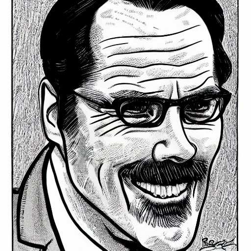 Prompt: a portrait of Jim Carey drawn by Robert Crumb