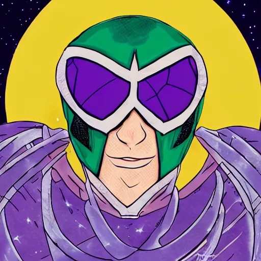 Prompt: Mysterio, artwork by Sailor Moon,