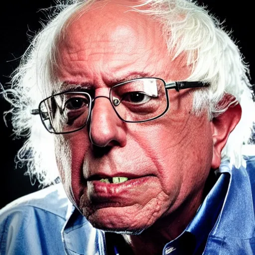 Prompt: Bernie Sanders as a glam rock god, studio photograph for his new hair metal album