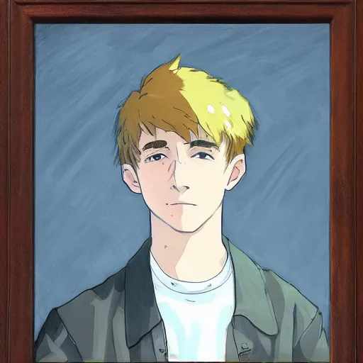 Prompt: tyler blevins, portrait, by studio ghibli