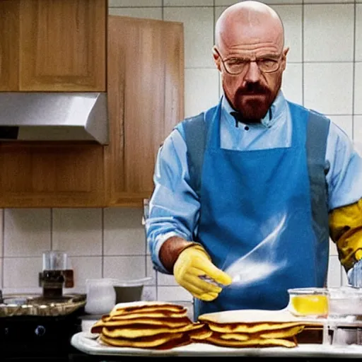 Image similar to walter white cooking pancakes