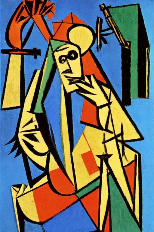 Prompt: the king of instruments, the pipe organ, by picasso