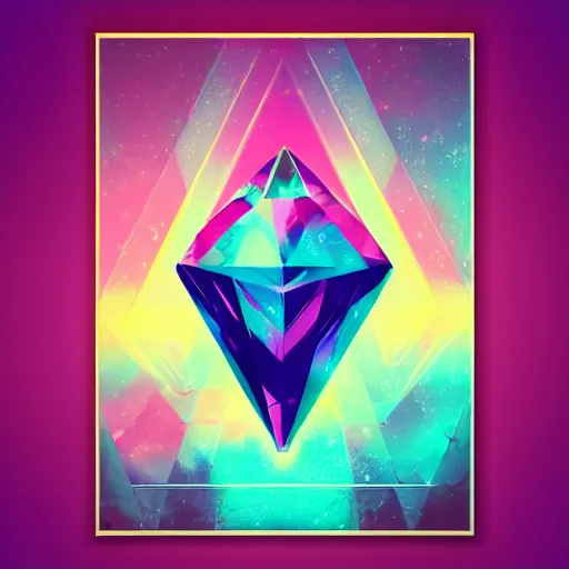 Image similar to diamond gem, epic retrowave art, trending on art station