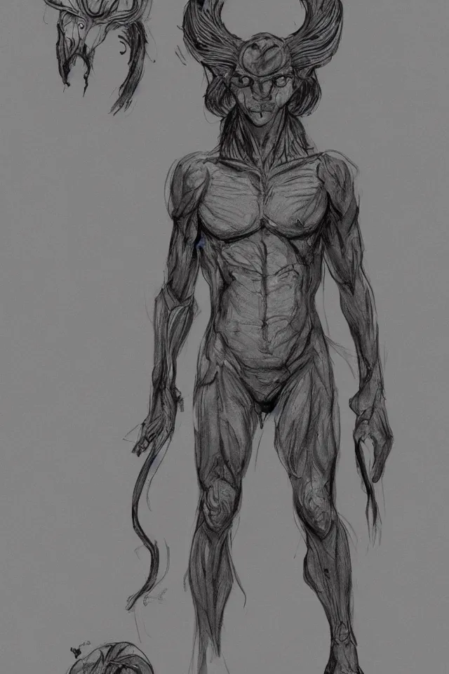 Prompt: concept art, 12 human body with zodiac head