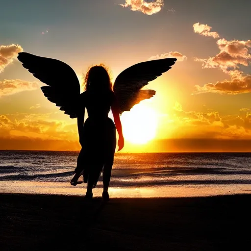 Prompt: angel in sunset